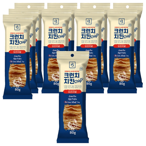 브리더랩 강아지 크런치 치킨 칩 오리지널, 닭고기, 80g, 10개