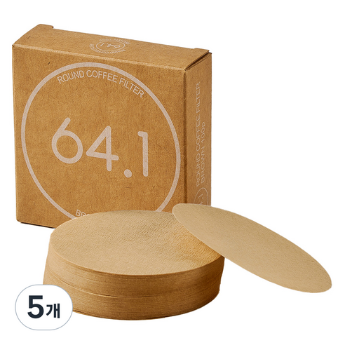 빈플러스 라운드 원형 커피 필터 브라운 마이더치 전용 64.1mm, 100개입, 5개
