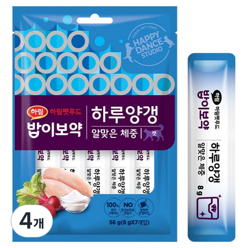 하림펫푸드밥이보약 고양이 하루양갱 알맞은 체중 간식, 닭가슴살, 56g, 4개
