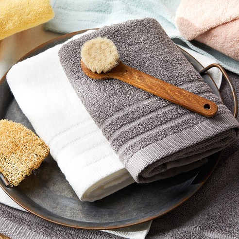 소프트터치 라인보더 호텔수건 150g 30수 면사, 그레이, 5개 후기 분석 - 원단 질감 상세