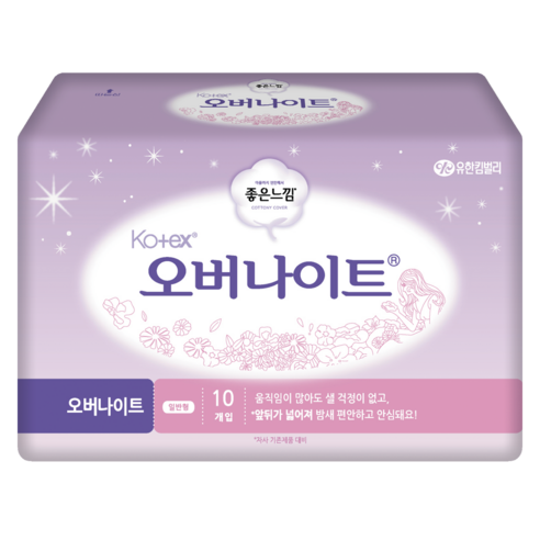 좋은느낌 코텍스 생리대 일반형, 오버나이트, 10개입, 1개