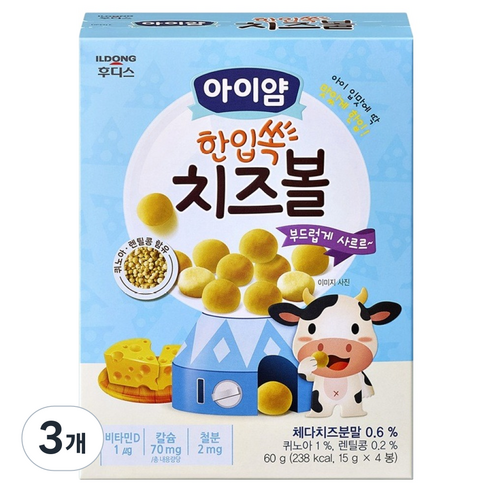 아이얌 일동후디스 한입쏙 치즈볼, 60g, 3개, 치즈맛