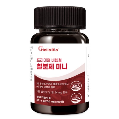 헬로바이오 프리미엄 비헴철 철분제 미니 22.5g, 1개, 90정
