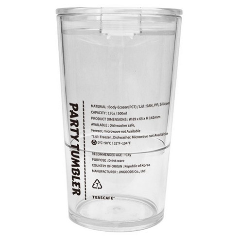 티스카페 INFO 파티 텀블러, 투명, 502.7ml, 1개