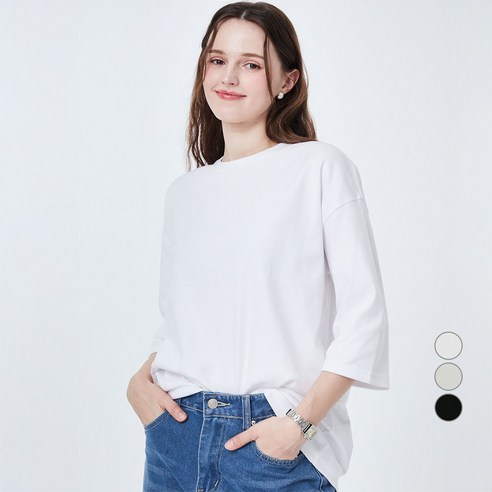 ELLE PARIS 여성용 오버핏 7부 소매 티셔츠