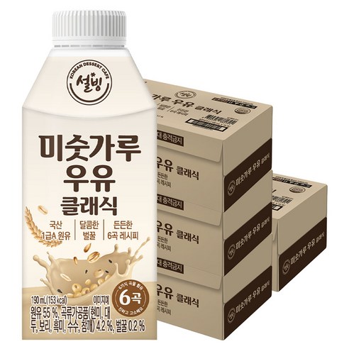 설빙 미숫가루 우유 클래식, 72개, 190ml