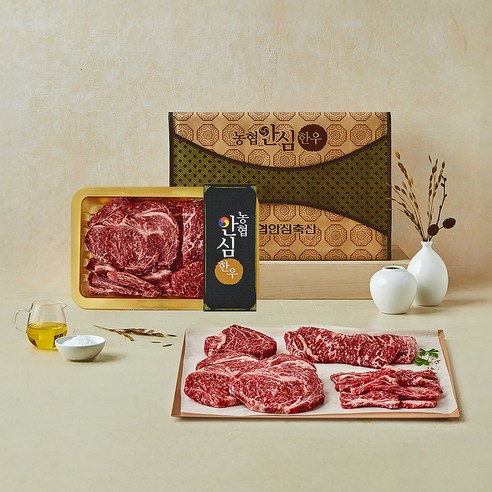 농협안심한우 1++등급 채반구이 선물세트 3호 등심500g + 채끝300g + 안심200g + 갈비살200g, 1세트