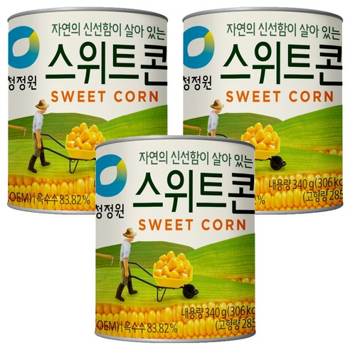 청정원 스위트콘 통조림, 340g, 3개