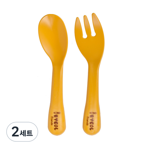 아이별프렌즈 옥수수 베이비 유아스푼포크세트, 2세트, 옐로, 스푼 + 포크