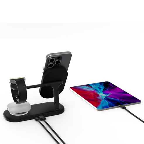 바우아토 맥브리즈 3in1 듀얼 코일 고속 무선충전기 거치대 갤럭시 호환 미드나잇블랙 1개 이미지 4