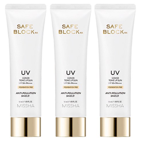 미샤 세이프 블록 RX 커버 톤업 선크림 SPF50+ PA++++, 50ml, 3개