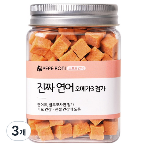 페페로니 강아지 진짜 오메가3 져키, 연어, 180g, 3개