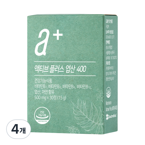 뉴트리모어 액티브 플러스 엽산 400 15g, 30정, 4개