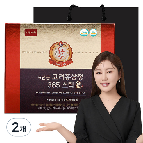 정원삼 6년근 고려홍삼정 365 스틱 황, 300g, 2개