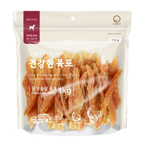 굿데이 강아지 건강한 육포, 닭가슴살 육포, 1kg, 1개