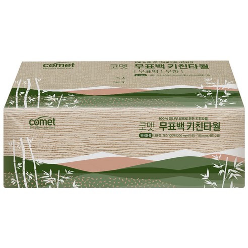 코멧 뽑아쓰는 무표백 천연펄프 키친타월 100매, 6개 이미지 3