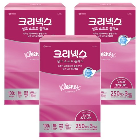 크리넥스 실크 소프트 플러스 미용티슈 2겹 250매, 9개 솔직 후기 | 실사용자 리뷰 분석 썸네일