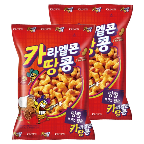 크라운 카라멜콘 땅콩 대, 150g, 2개