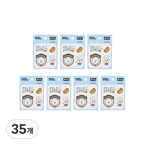 라인프렌즈 BT21 캐스팅 뱃지 스티커, 알제이, 35개
