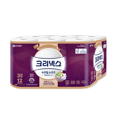 크리넥스 수프림 소프트 천연펄프 3겹 화장지 이미지 2
