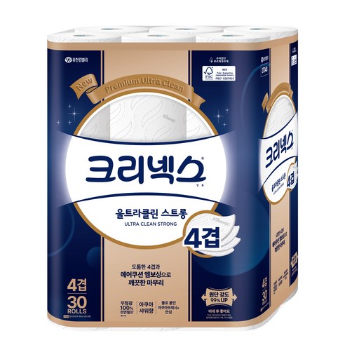 크리넥스 울트라클린 천연펄프 4겹 롤화장지 이미지 2