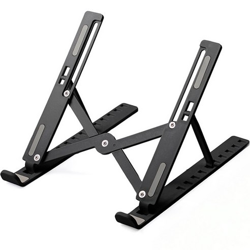 누아트 높이조절 휴대용 초경량 접이식 아이패드/맥북/노트북 16인치 호환 쿨링 거치대+전용 파우치 포함, 블랙, 1세트