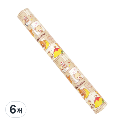 투영디자인 리락쿠마 포장지 중 37.5 x 1800 cm, 베이지, 6개