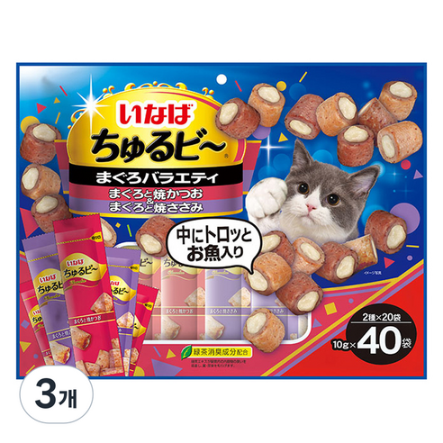 이나바 츄르비 버라이어티 고양이 간식, 참치, 10g, 120개