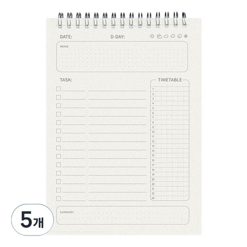 쿠말 데일리 스터디 타임 플래너, 혼합색상, 5개
