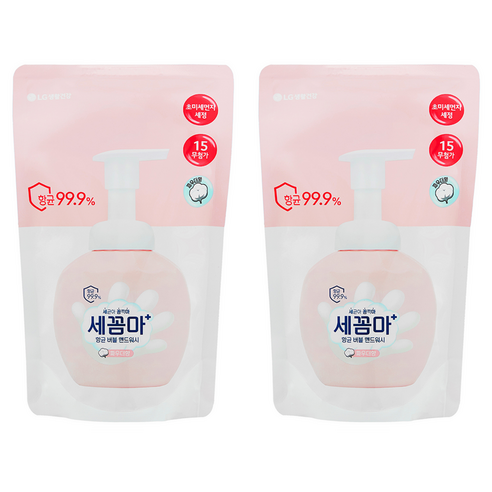 세균아꼼짝마 항균 버블 핸드워시 파우더향 리필, 200ml, 2개