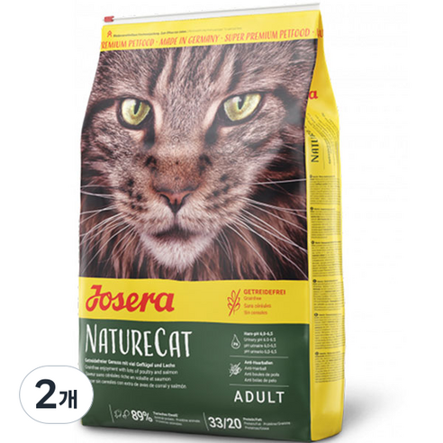 요세라 어덜트 네이처캣 그레인프리 건식사료, 연어+오리, 2kg, 2개
