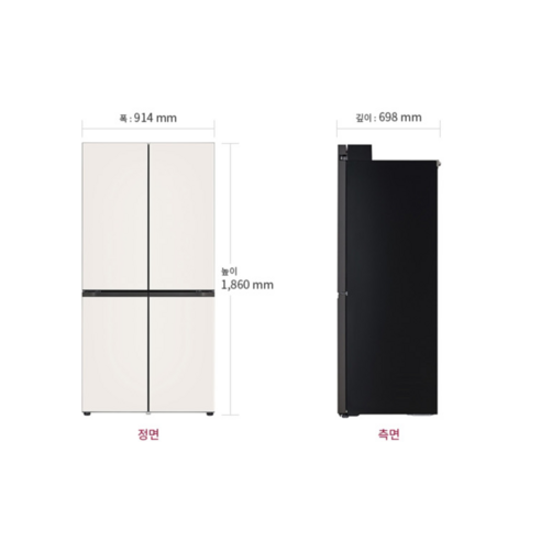 LG전자 디오스 오브제컬렉션 613L 상냉장 하냉동 4도어 냉장고 Fit & Max 방문설치 이미지 3