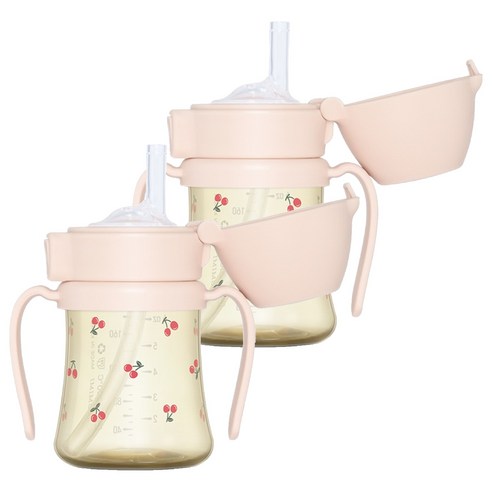 그로미미 PPSU 유아용 빨대컵, 200ml, 2개, 스윗피치