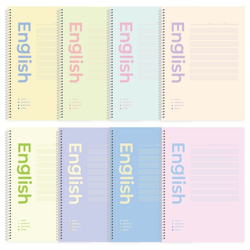 탐사 클리어 깔끔한 스프링 영어 노트, 파스텔, 8개