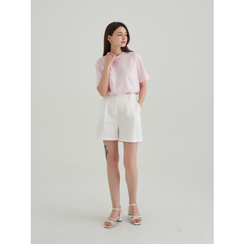 ELLE PARIS 여성용 통기성 베이직 라운드넥 반팔 티셔츠 이미지 4