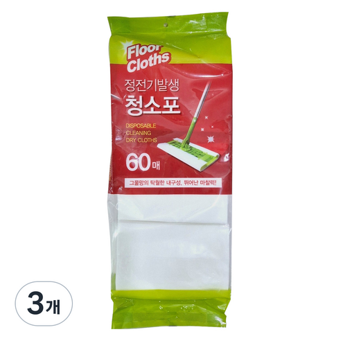 정전기 발생 청소포 60p, 3개