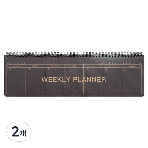 투영디자인 크라프트 데스크 롱 위클리 플래너, 다크, 2개