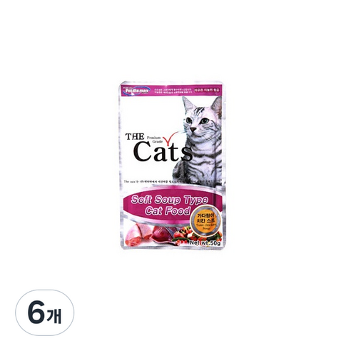 더캣츠 스프 타입 고양이 파우치, 혼합맛(가다랑어/치킨), 50g, 6개
