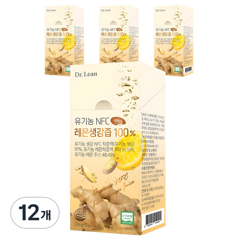 닥터린 유기농 NFC 레몬생강즙 100%, 210g, 12개