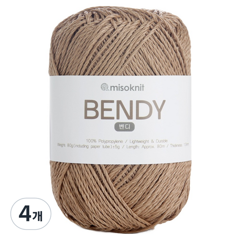 미소털실 벤디 뜨개실 50g, 13 라탄베이지, 4개