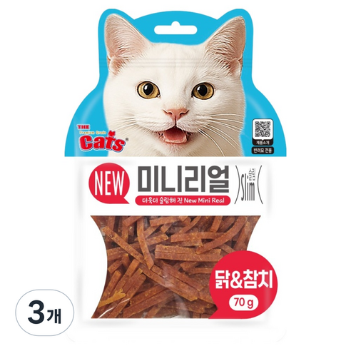 더캣츠 고양이 미니리얼 육포, 3개, 70g, 닭+참치