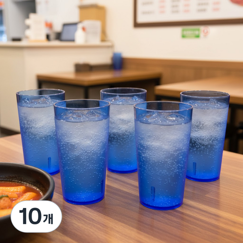 리빙메이트 국산 PC 안깨지는 물컵 450ml, 청색, 10개
