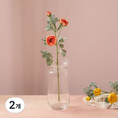 모던하우스 카멜리아 로즈 스프레이 50cm, 코랄, 2개