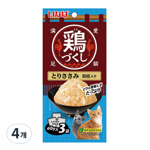 챠오츄르 고양이 치킨가득파우치 3p, 혼합맛(닭가슴살/관자), 180g, 4개