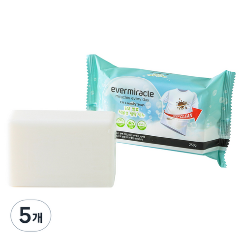 에버미라클 EM 발효 식물성 세탁비누, 250g, 5개