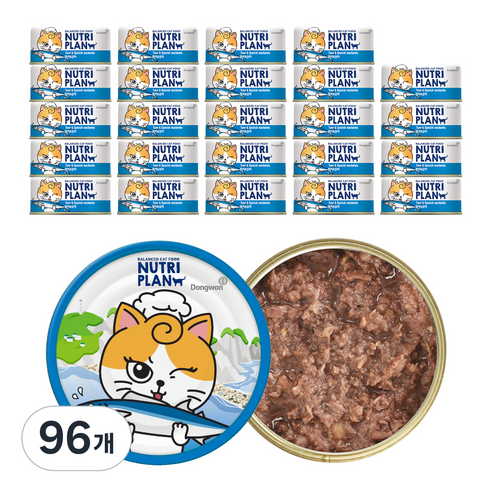 동원뉴트리플랜 고양이 간식캔, 참치와 삼치, 90g, 96개