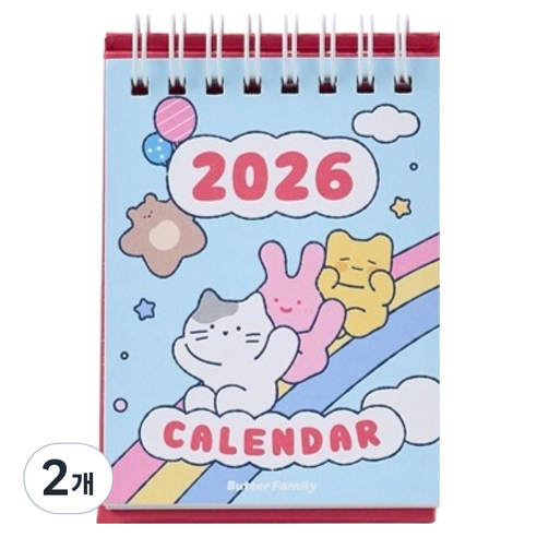 모던하우스 버터샵 2026 버터패밀리 미니 탁상 달력, 혼합색상, 2개