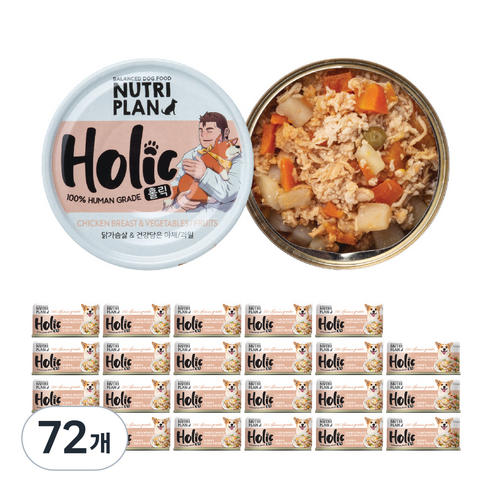 동원뉴트리플랜 홀릭 강아지 간식캔, 혼합맛(흰살참치/야채/과일), 85g, 24개