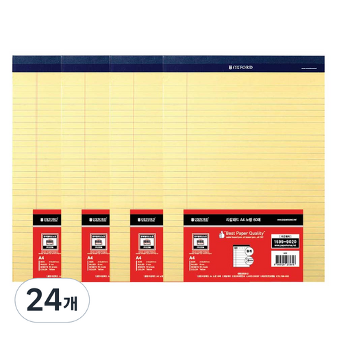 OXFORD 리갈패드 A4, 노랑, 60매, 24개