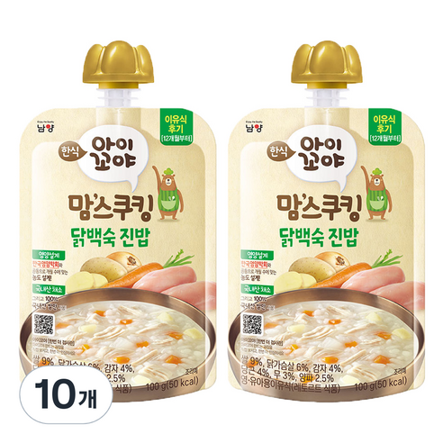 아이꼬야 맘스쿠킹 12개월부터, 혼합맛(닭백숙/진밥), 100g, 10개